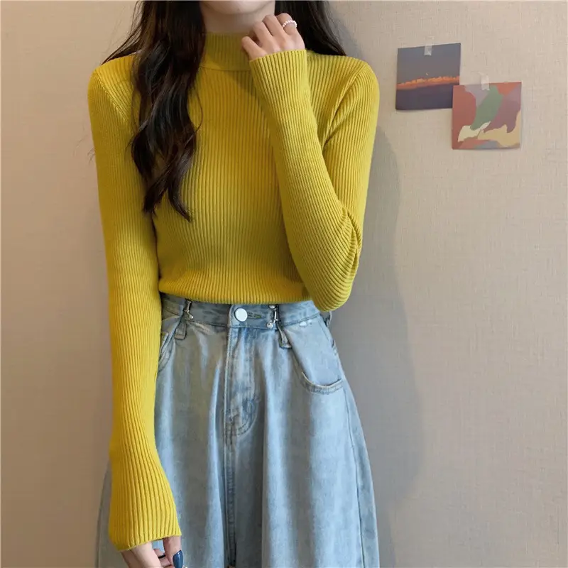 Blue Knitted Long Sleeve Top with High Waist Pants — feature 68