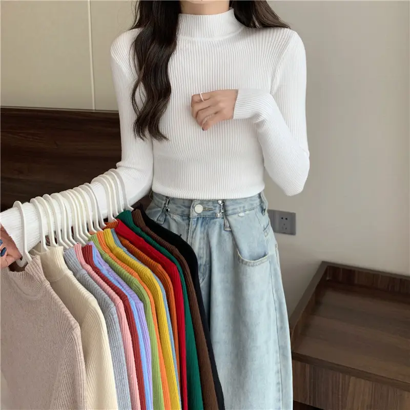 Blue Knitted Long Sleeve Top with High Waist Pants — feature 7
