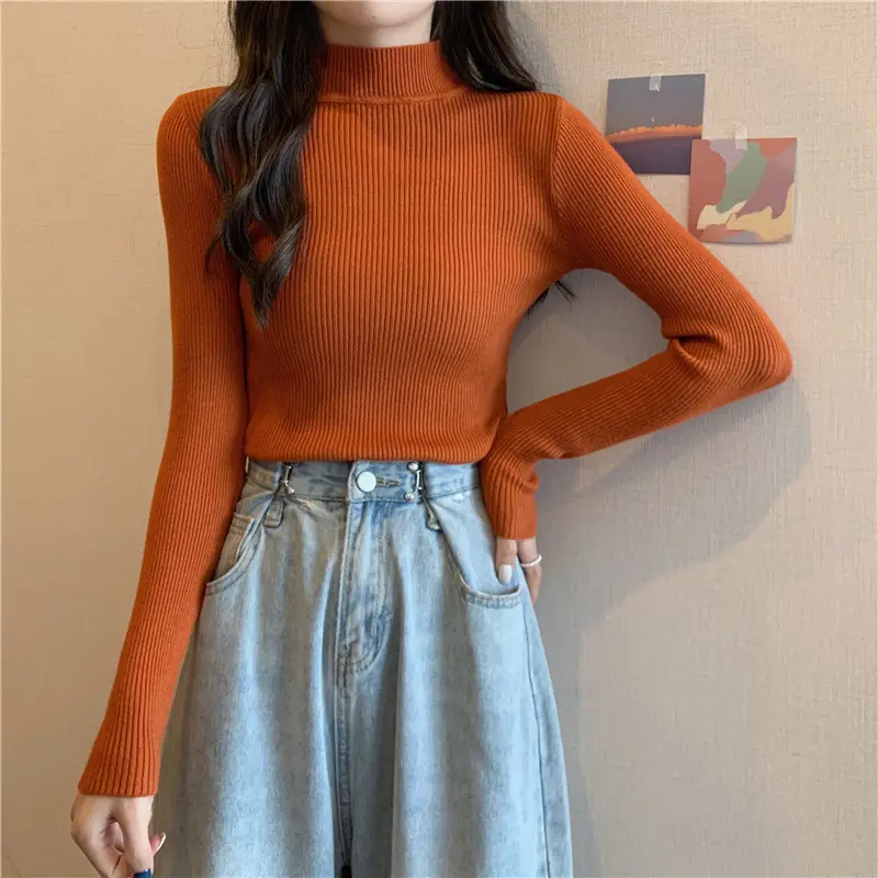 Blue Knitted Long Sleeve Top with High Waist Pants — feature 73