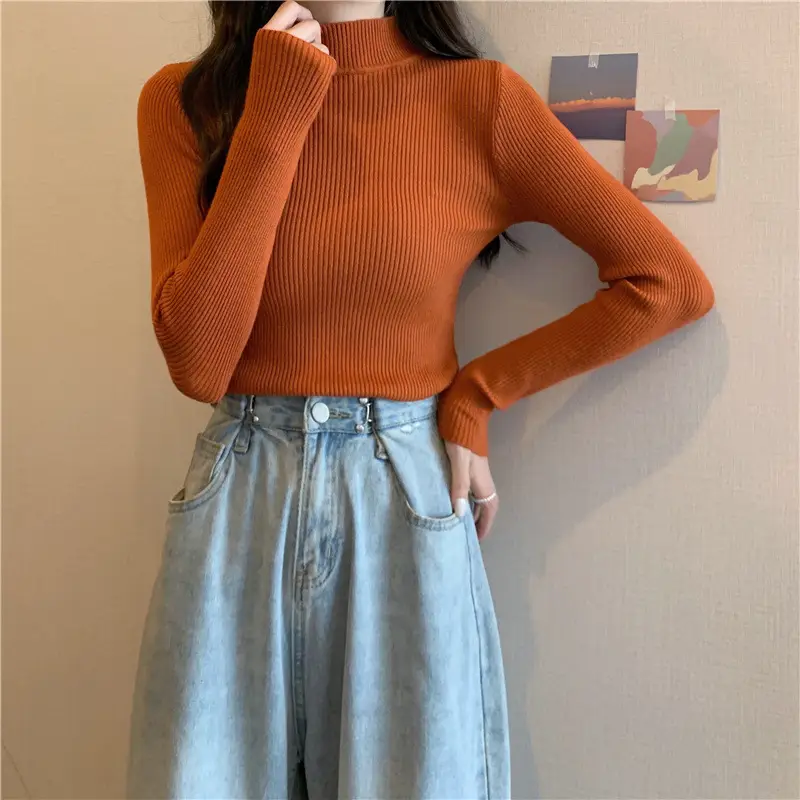 Blue Knitted Long Sleeve Top with High Waist Pants — feature 75