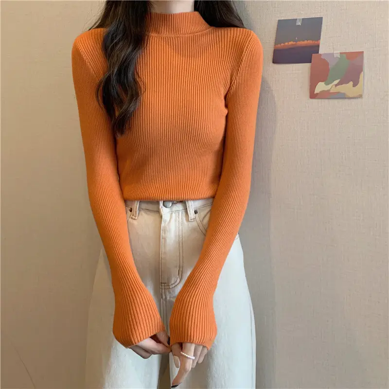 Blue Knitted Long Sleeve Top with High Waist Pants — feature 78