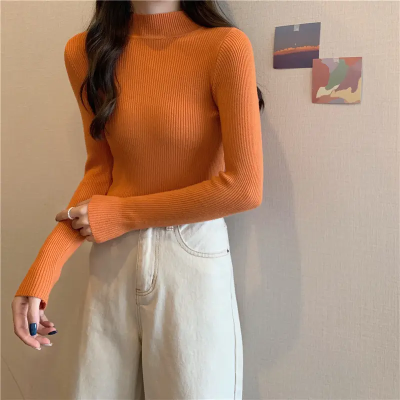 Blue Knitted Long Sleeve Top with High Waist Pants — feature 80