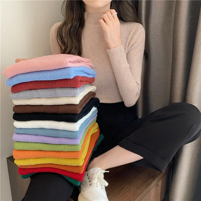 Blue Knitted Long Sleeve Top with High Waist Pants — feature 9