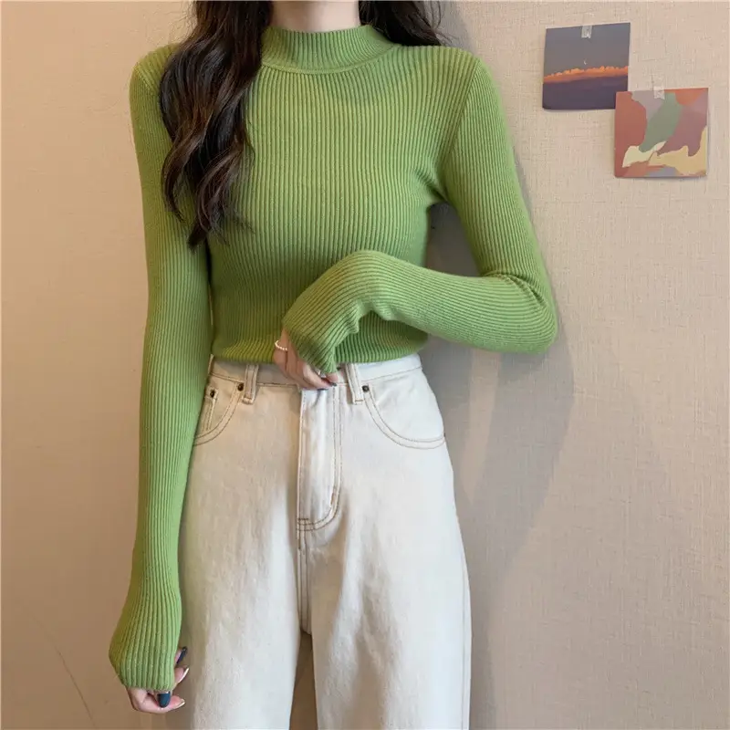 Blue Knitted Long Sleeve Top with High Waist Pants - Image 14