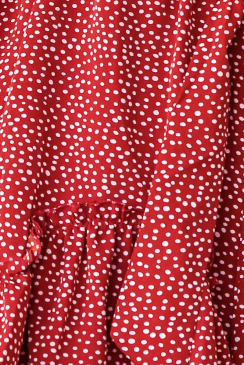 Women's Red Floral High Waist V-Neck Dress — feature 11