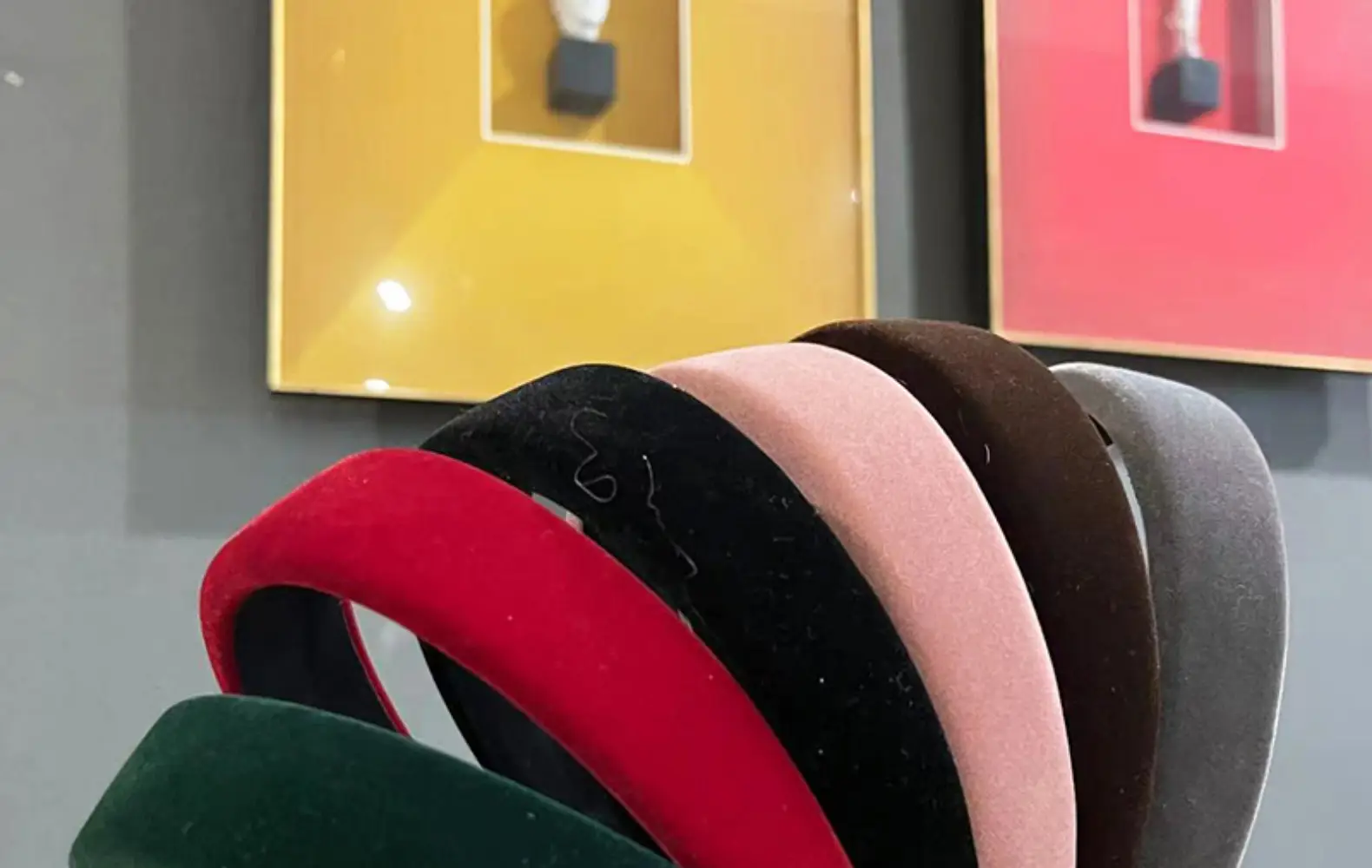 Retro French Flocking Headband Green Wide Edge — feature 16