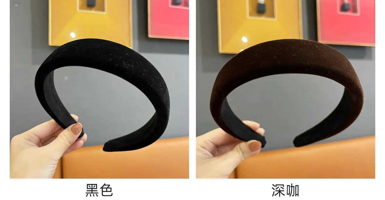 Retro French Flocking Headband Green Wide Edge — feature 9