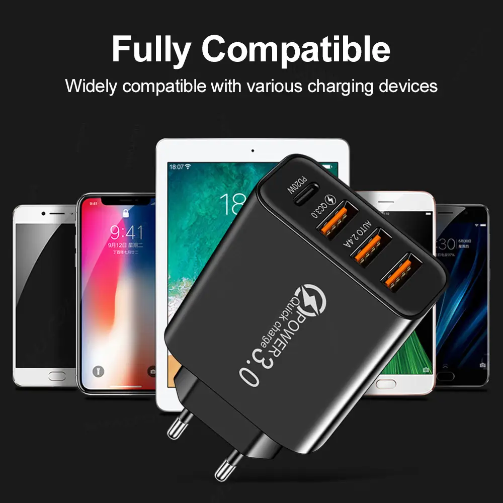 3 USB + PD Type-C Travel Charging Head