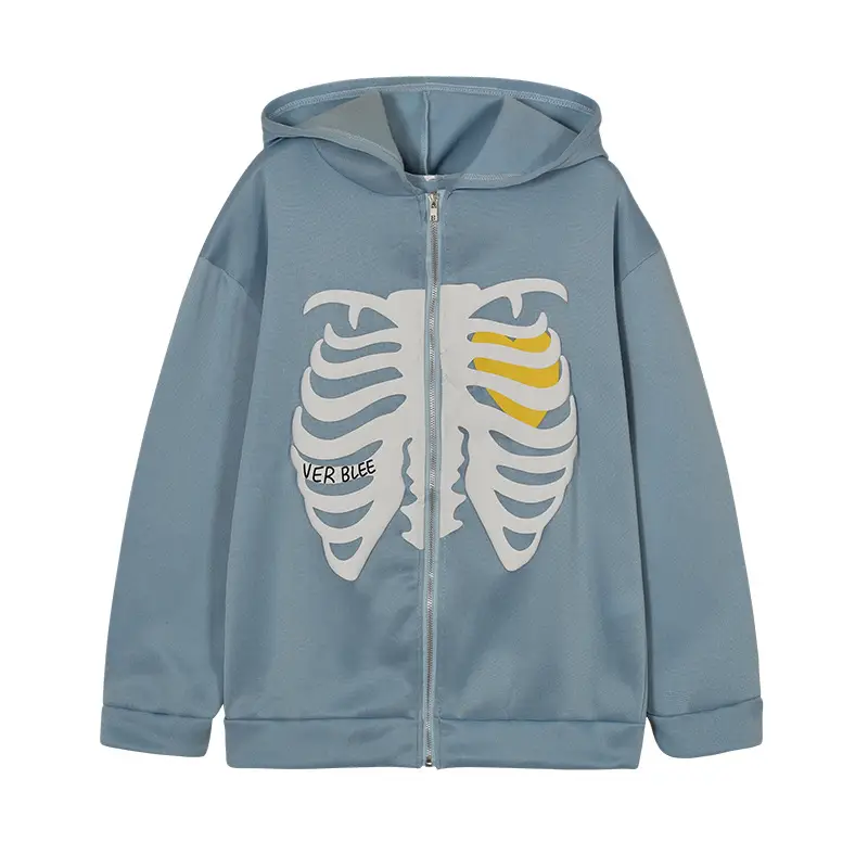 Women's Halloween Hooded Cardigan Sweater Set Brown Zipper Loose — feature 20