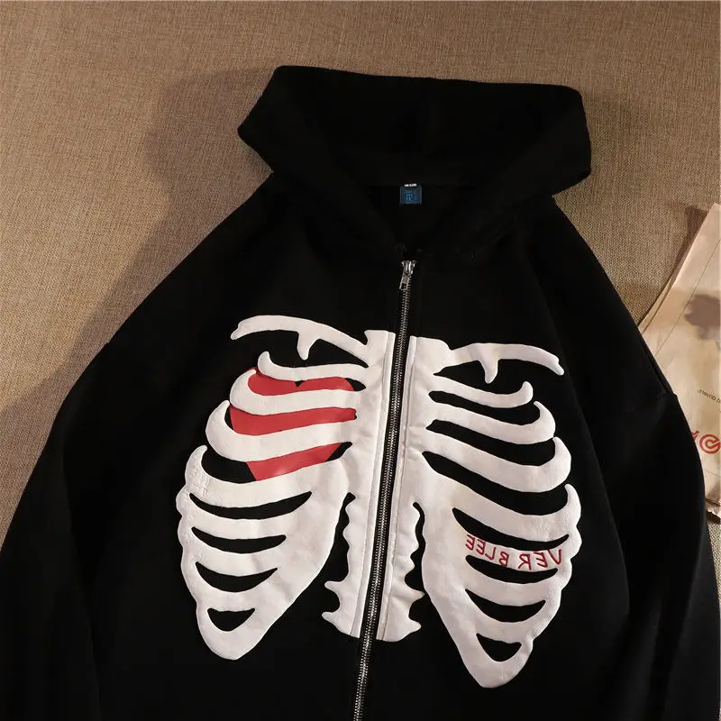 Women's Halloween Hooded Cardigan Sweater Set Brown Zipper Loose — feature 6