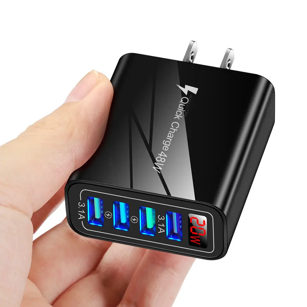 4 USB Digital Display Mobile Charger 20W Fast Charging - Image 2