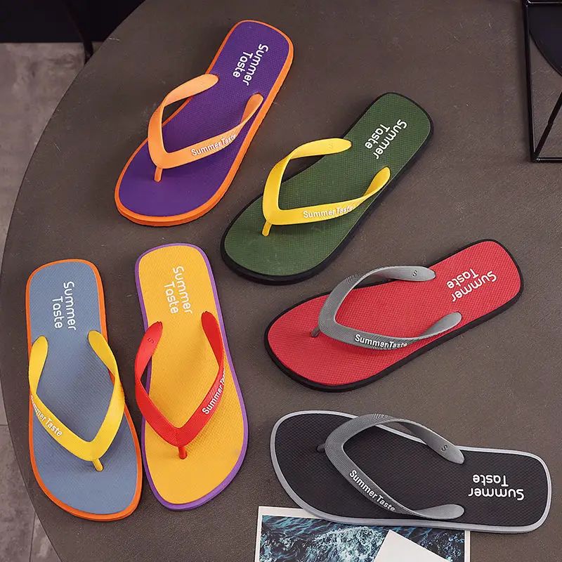 Summer Flip Flops Men Yellow Red Soft Sole 2021