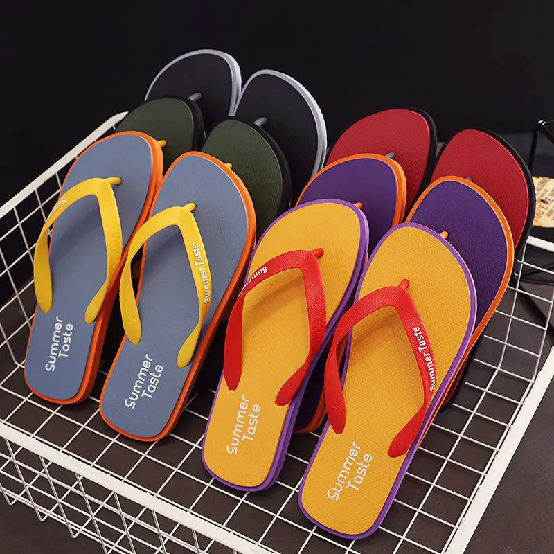 Summer Flip Flops Men Yellow Red Soft Sole 2021