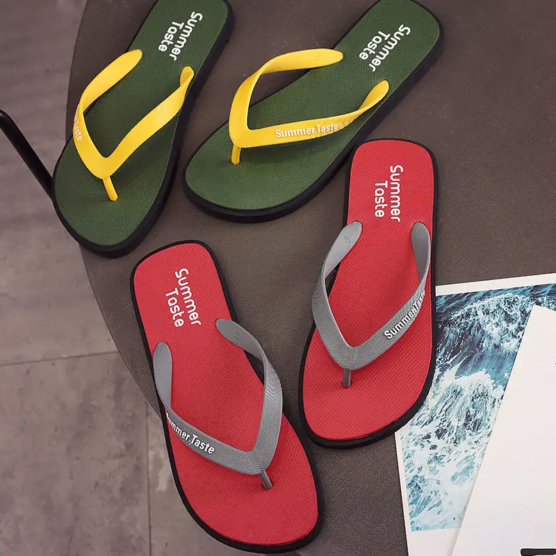 Summer Flip Flops Men Yellow Red Soft Sole 2021