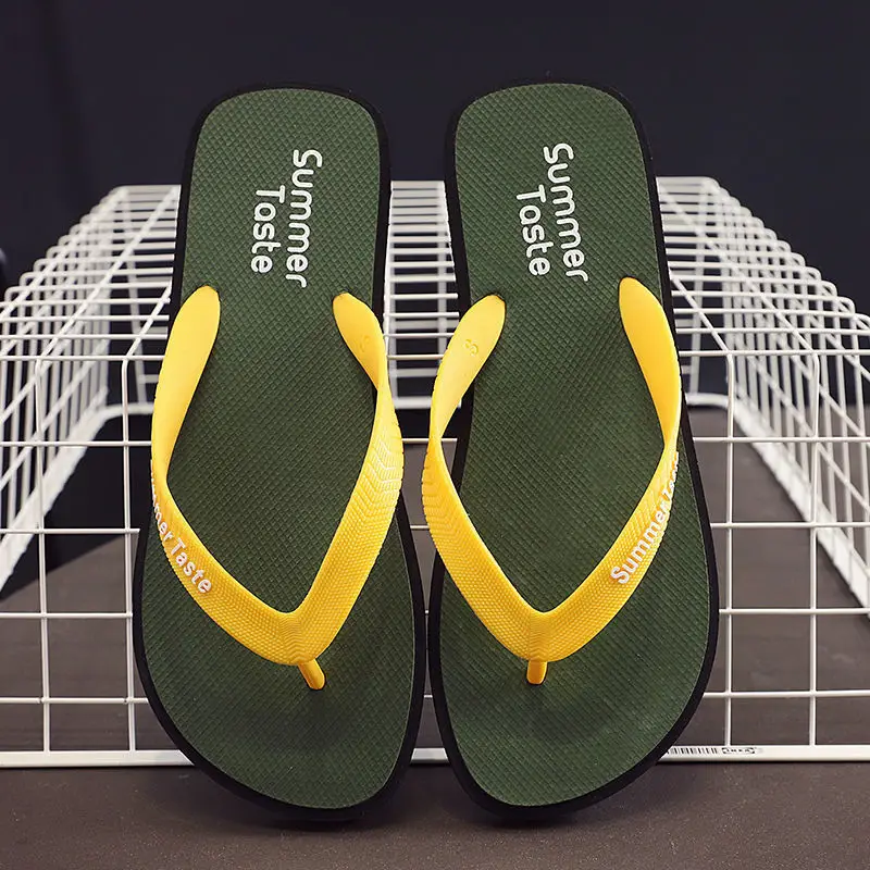 Summer Flip Flops Men Yellow Red Soft Sole 2021