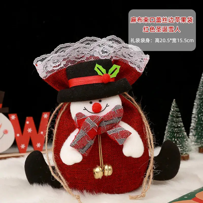 Christmas Snowman Candy Bag 14cm Red Bow - Image 22