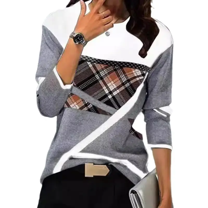 European American Cross-Country Women's T-Shirt Brown Blue Striped - Image 8