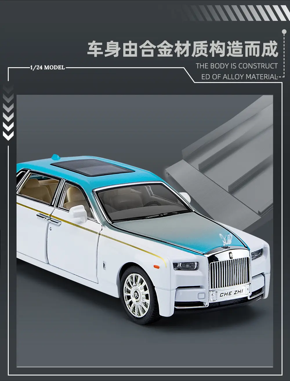 Phantom 1:24 Simulated Metal Car Model Ornaments Luxury Car Sedan Kidsren's Toy Car — feature 10