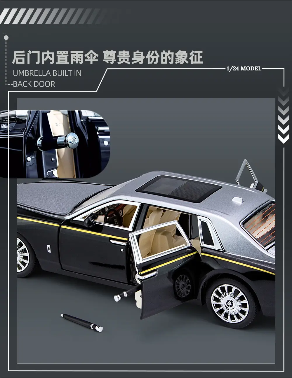 Phantom 1:24 Simulated Metal Car Model Ornaments Luxury Car Sedan Kidsren's Toy Car — feature 13
