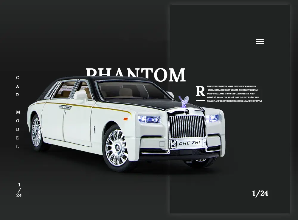 Phantom 1:24 Simulated Metal Car Model Ornaments Luxury Car Sedan Kidsren's Toy Car — feature 3