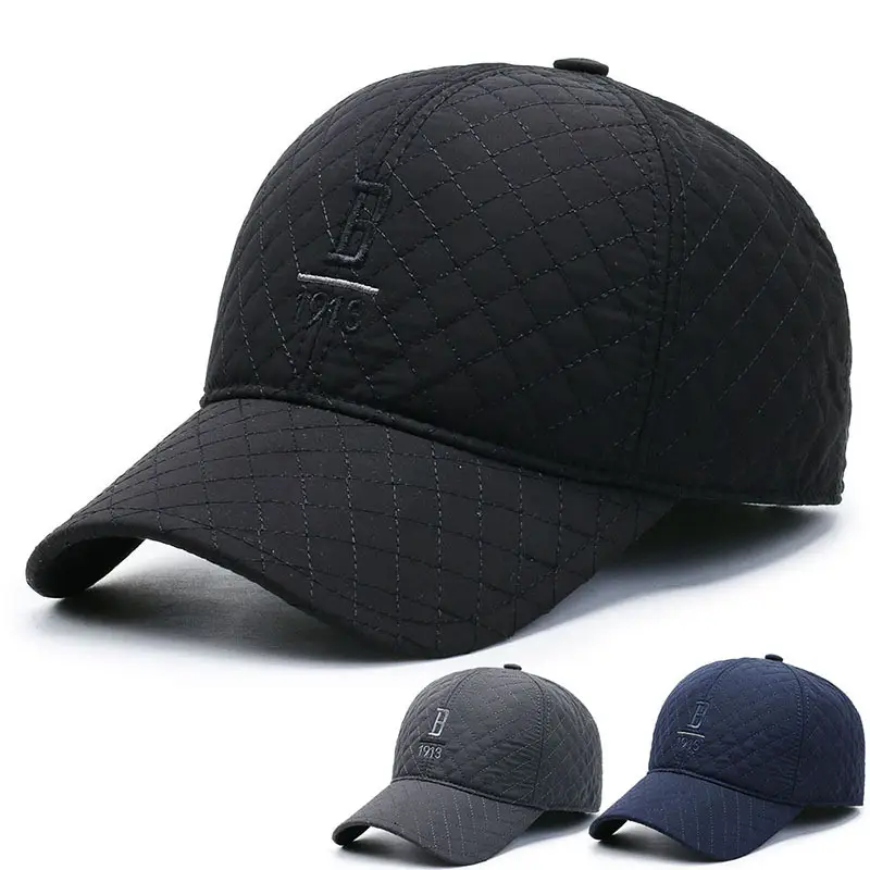 Men's 1919 Quilted Baseball Cap Grey Winter Sunshade - Image 3