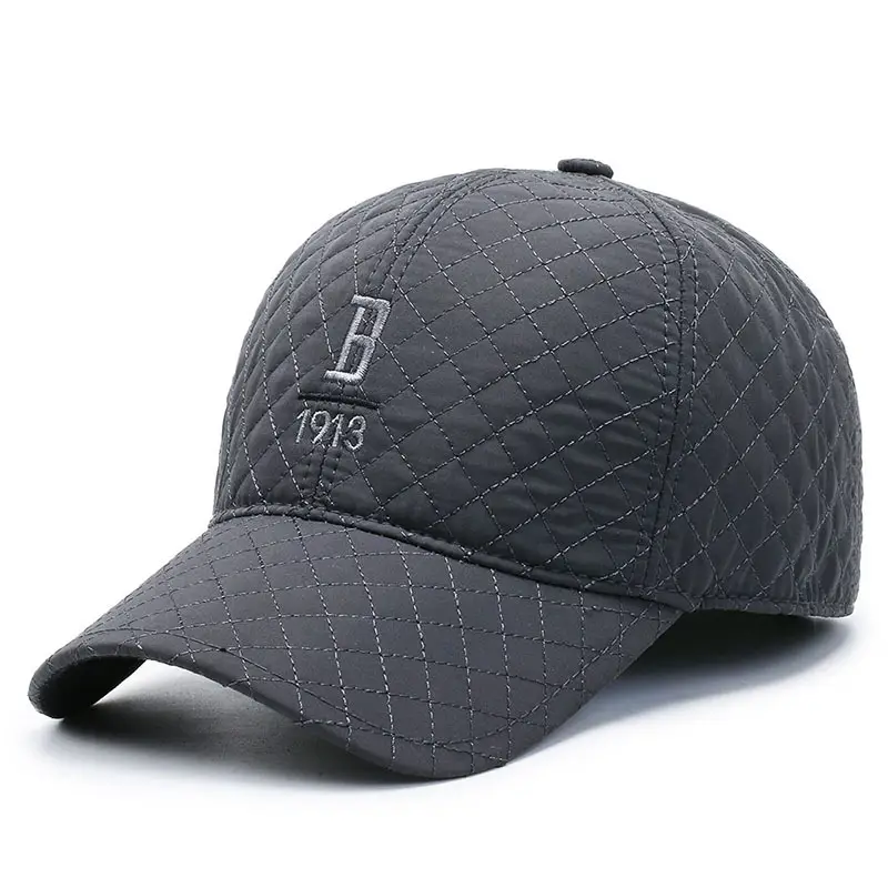 Men's 1919 Quilted Baseball Cap Grey Winter Sunshade - Image 2