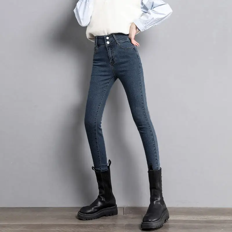 Women Slim Fit Jeans Fall Winter 2022 High Waist - Image 2