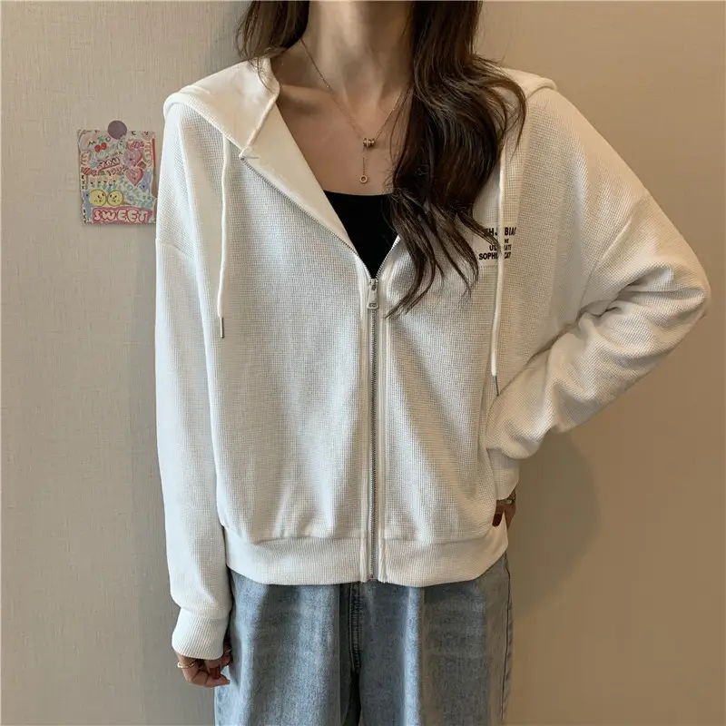 Women Grey Hooded Sweatshirt Jacket Spring Autumn Casual Wear — feature 10