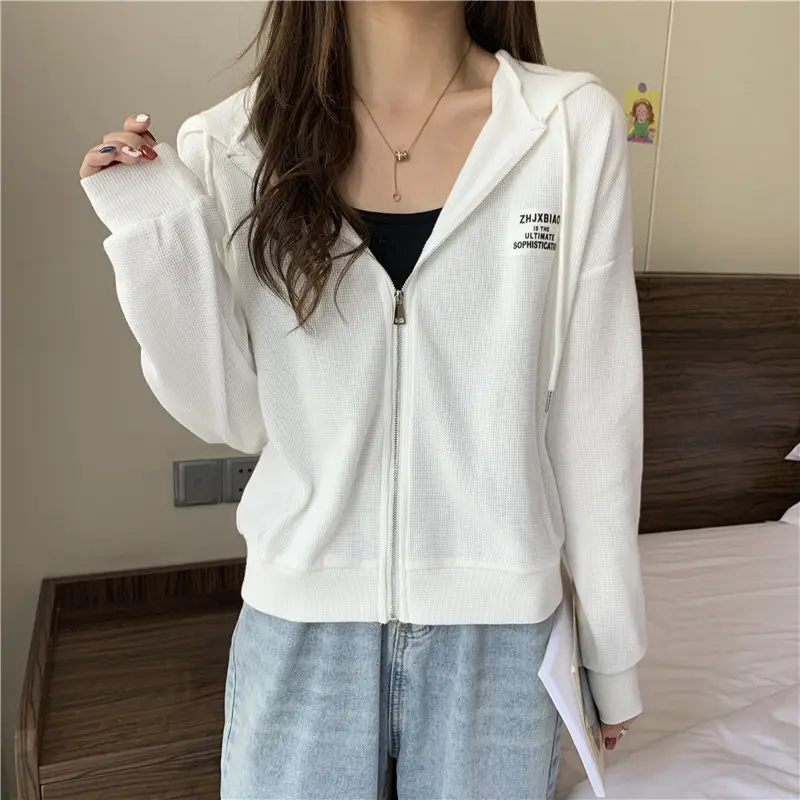 Women Grey Hooded Sweatshirt Jacket Spring Autumn Casual Wear — feature 16