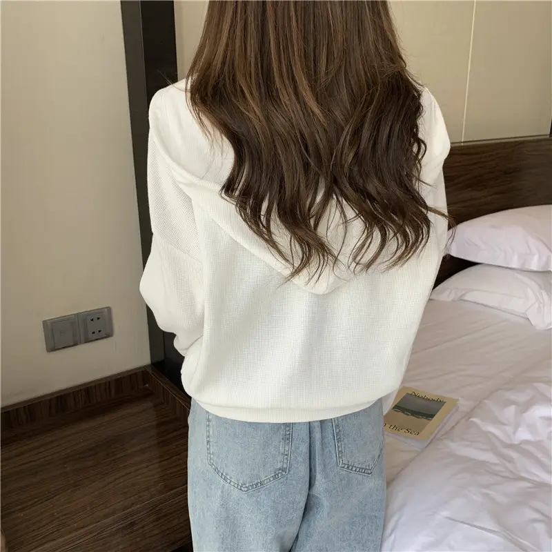Women Grey Hooded Sweatshirt Jacket Spring Autumn Casual Wear — feature 17