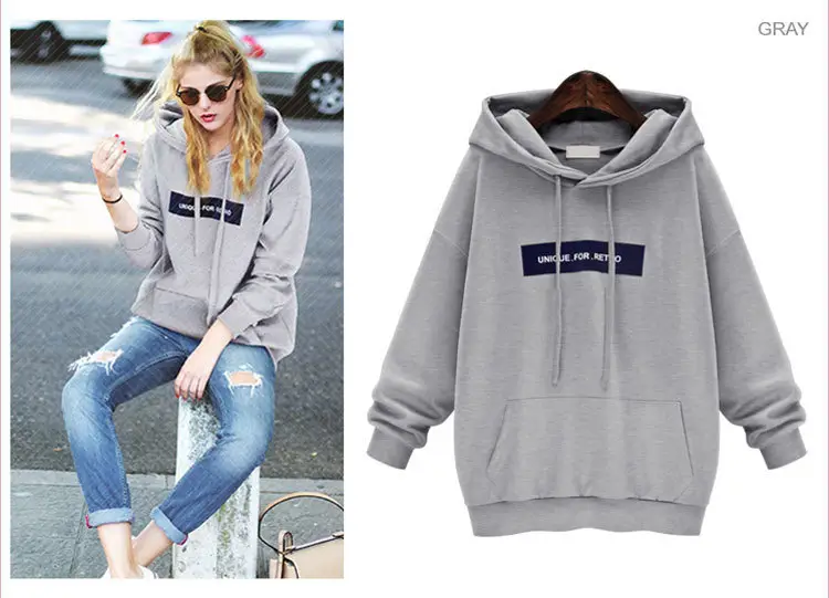 2021 Women Hooded Sweatshirt Set Gray Pink Plus Size — feature 10