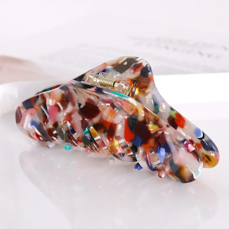 Acrylic Hair Grip Back for Women - Leopard Print & Glitter Design