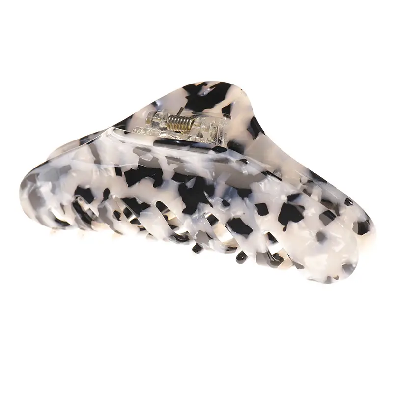 Acrylic Hair Grip Back for Women - Leopard Print & Glitter Design
