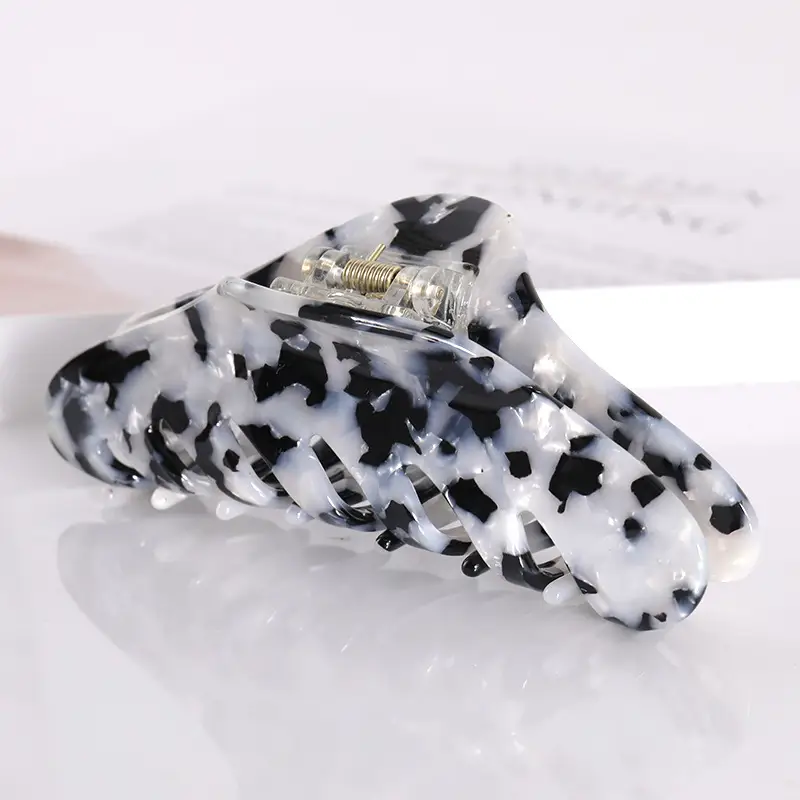 Acrylic Hair Grip Back for Women - Leopard Print & Glitter Design