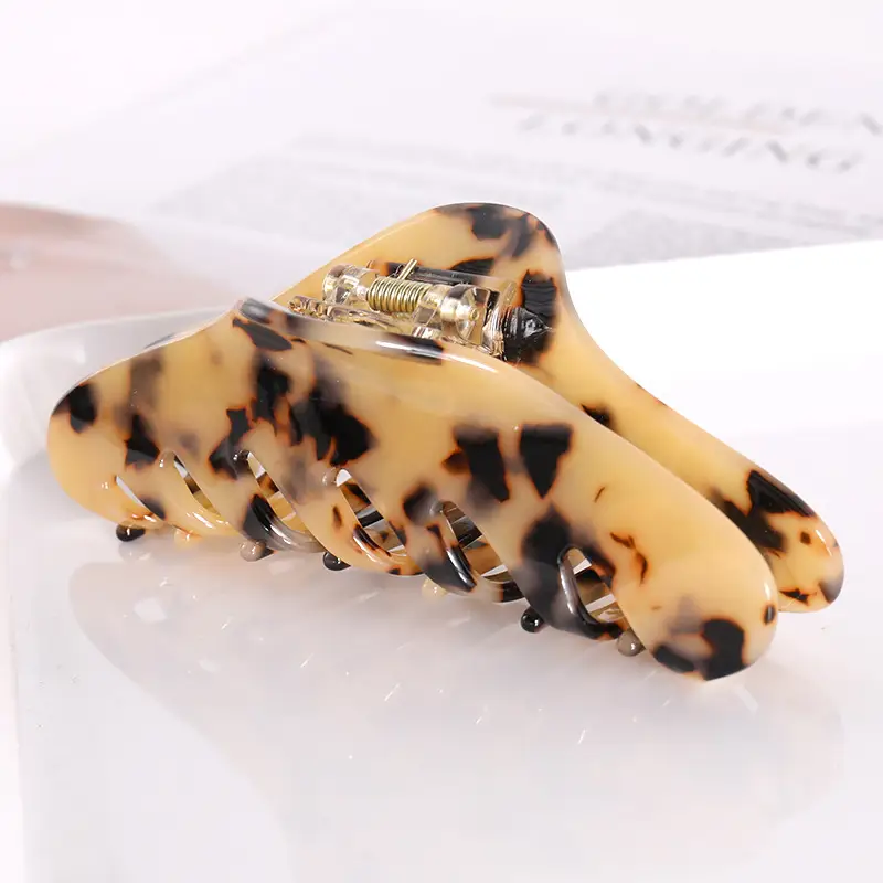 Acrylic Hair Grip Back for Women - Leopard Print & Glitter Design