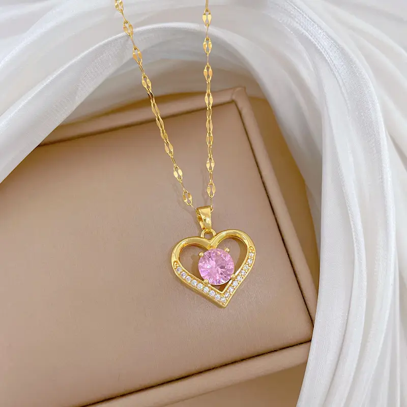Golden Heart Tempered Steel Necklace for Women - Image 5
