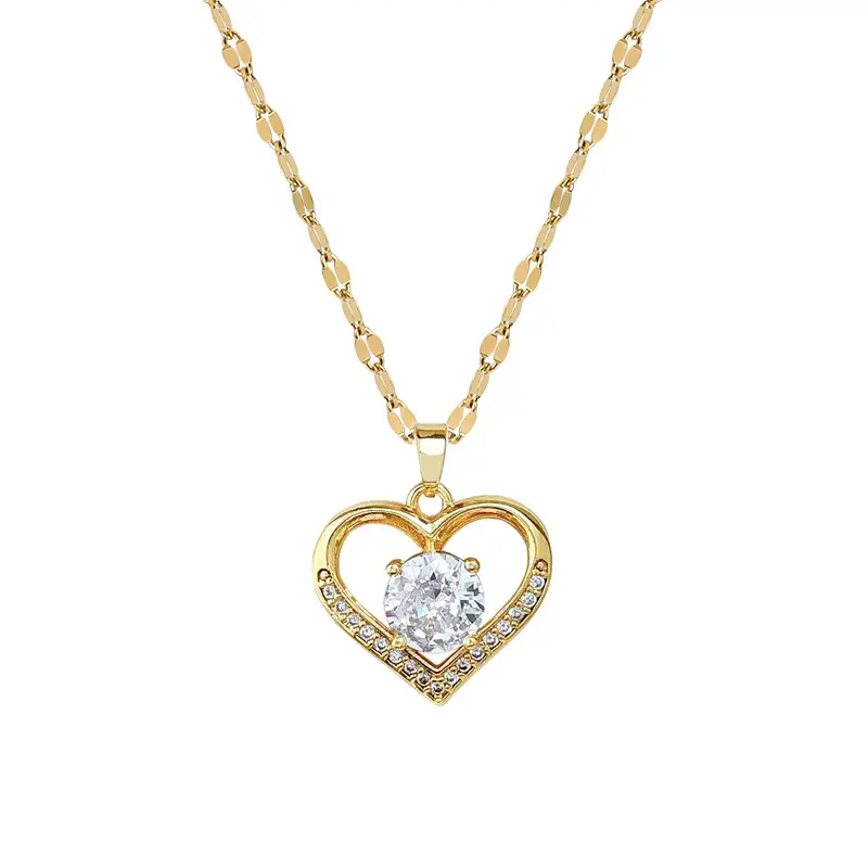 Golden Heart Tempered Steel Necklace for Women - Image 7