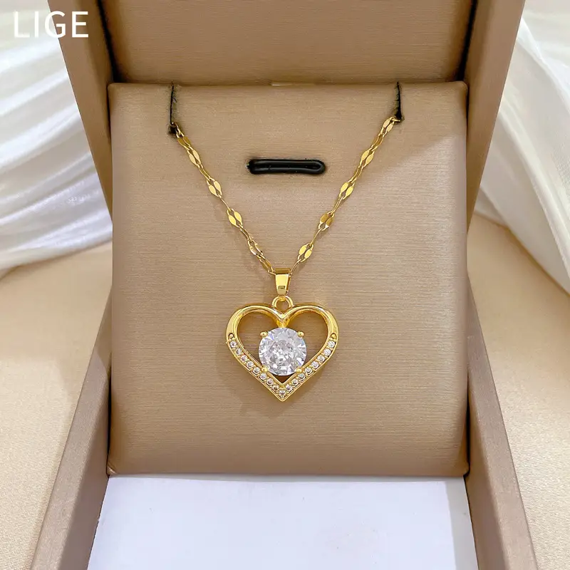 Golden Heart Tempered Steel Necklace for Women β feature 2