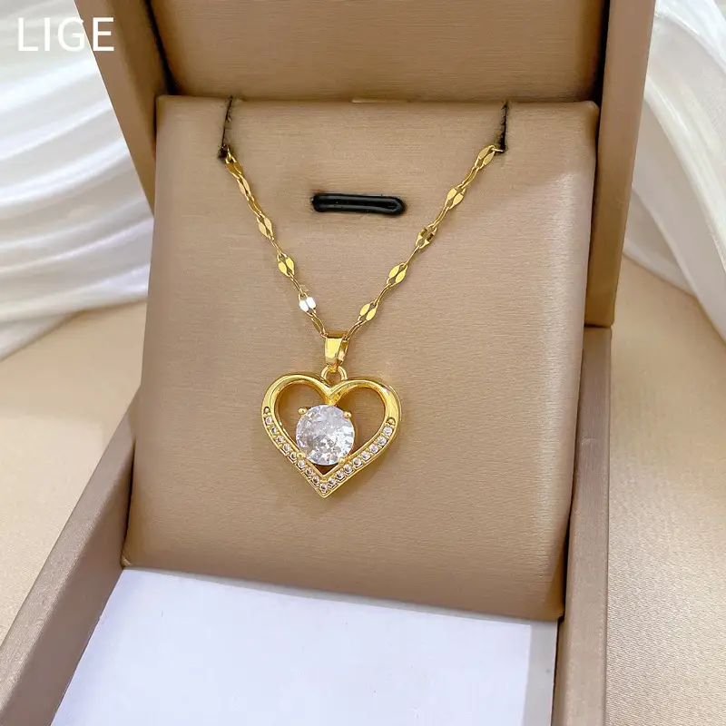 Golden Heart Tempered Steel Necklace for Women β feature 8