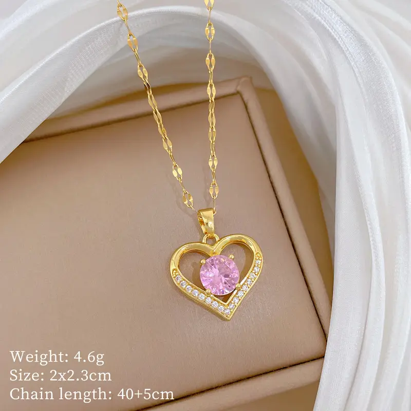 Golden Heart Tempered Steel Necklace for Women - Image 2