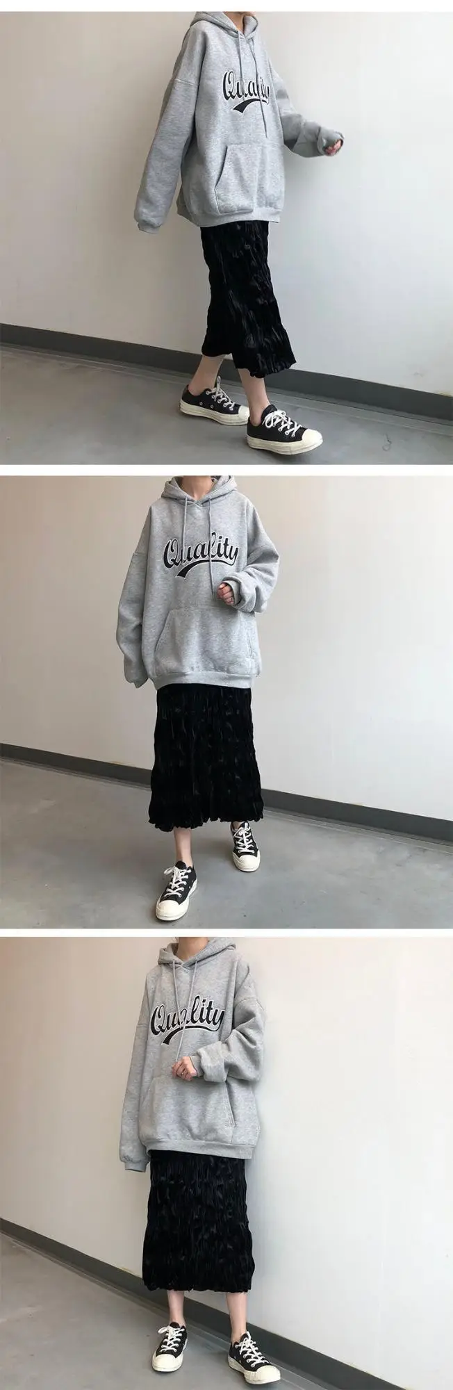 Women Fleece Hoodie Maroon New Autumn Winter Loose Printed Literary Style — feature 10