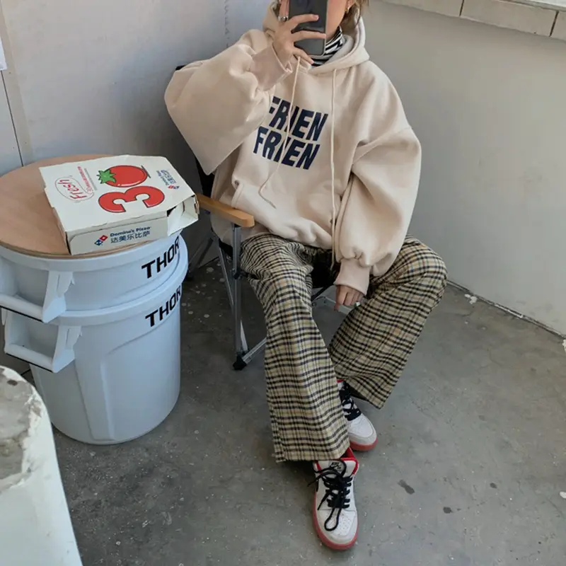 Fleece Hooded Jacket Yellow Letter Print Long Sleeve - Image 9