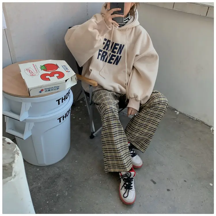 Fleece Hooded Jacket Yellow Letter Print Long Sleeve — feature 10