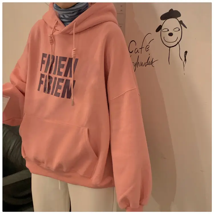 Fleece Hooded Jacket Yellow Letter Print Long Sleeve — feature 16