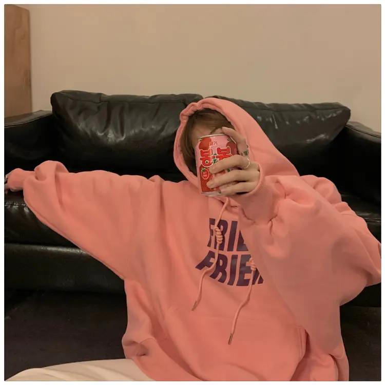 Fleece Hooded Jacket Yellow Letter Print Long Sleeve — feature 18