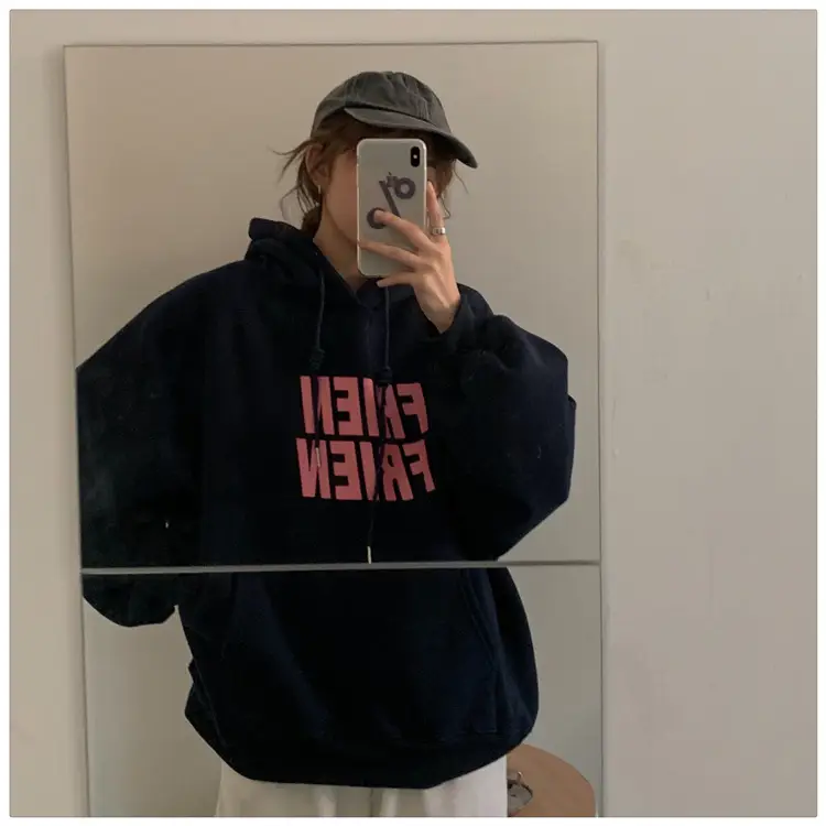 Fleece Hooded Jacket Yellow Letter Print Long Sleeve — feature 30