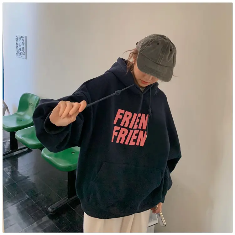 Fleece Hooded Jacket Yellow Letter Print Long Sleeve — feature 31