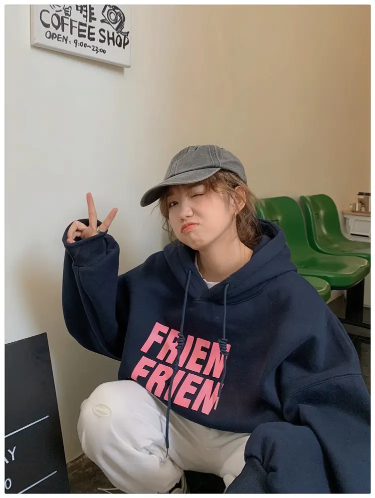 Fleece Hooded Jacket Yellow Letter Print Long Sleeve — feature 33
