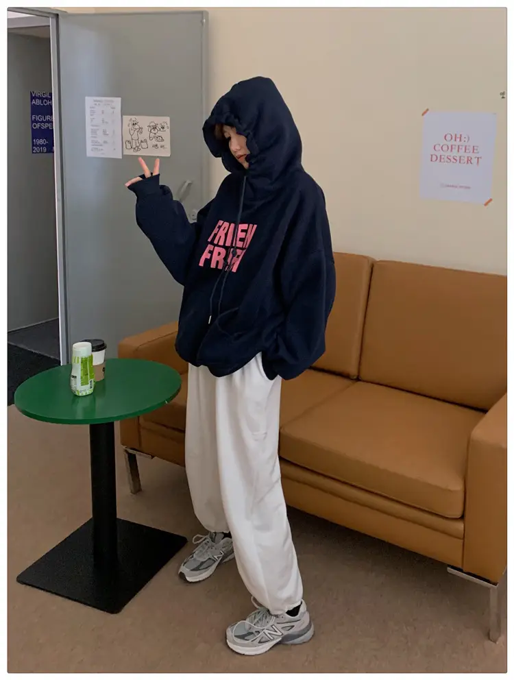 Fleece Hooded Jacket Yellow Letter Print Long Sleeve — feature 36
