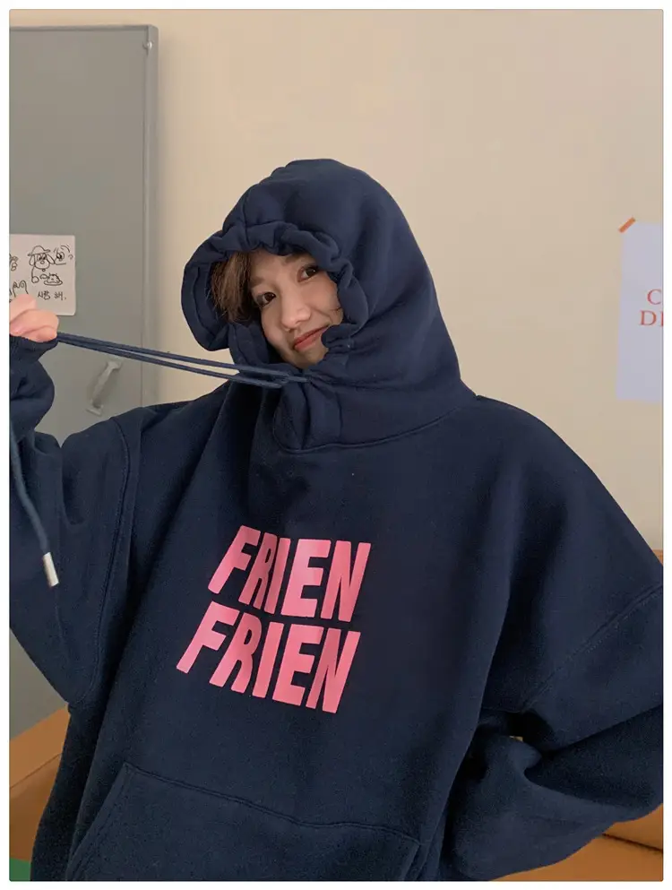 Fleece Hooded Jacket Yellow Letter Print Long Sleeve — feature 37